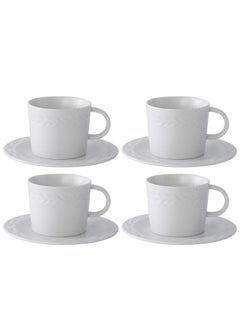 اشتري Set of 4 200ml Porcelain Coffee Mug Set, Large Coffee Cups with Saucers Perfect for Coffee and Tea Lovers في الامارات