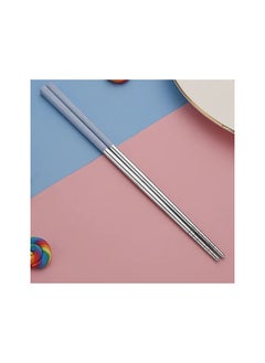 Buy Blue Long Wheat straw 304 Stainless Steel Table Cookware Bars Colour:Colourful model:Chopsticks in UAE