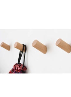 Buy 4 Pack Wood Wall Hooks Mounted Heavy Duty Wooden Coat Robe Hooks Hat Rack Towels Clothes Hanger in UAE