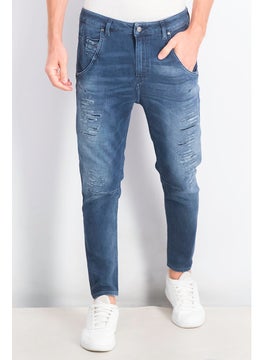 اشتري Men Regular Fit Wash Stretchable Ripped Jeans, Navy في السعودية