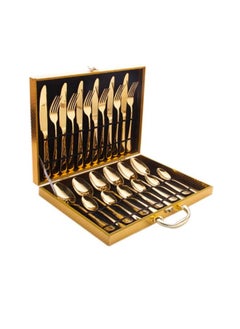 Buy 24-Piece Stainless Steel Cutlery Set Golden in Egypt