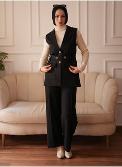 Buy Black Winter Suit Set with Pants, Padded Vest, and Belt (L arg 60-70k) - by Stilo in Egypt