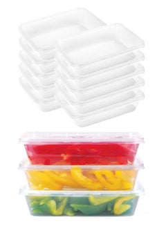 اشتري حاوية للاستعمال مرة واحدة مع أوعية للأطعمة - شوربة ميكروويف بلاستيكية بالفريزر باينت ديلي حاويات دائرية 500 مل [10 قطع] صندوق تخزين حاويات المطبخ عبوة خليج في الامارات