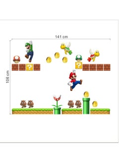 Buy Cartoon Mario Waterproof Wall Sticker Living Room Background Decoration Children's Room Decoration Removable Wallpaper Size 106CMx141CM in Saudi Arabia