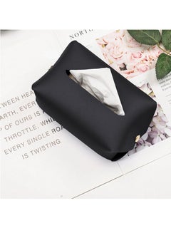 Buy Tissue Box Cover Modern PU Leather Rectangular Tissue Case Holder Decorative Organizer for Bathroom Vanity Countertop Night Stands Office Desk in UAE