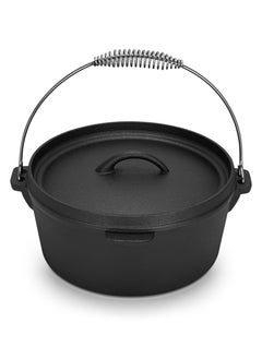 Buy Dutch Oven 25x10 cm/4 LTR Cast Iron Lid Compatible For Any Types of Stove Spiral Handle, Biryani Pot with Heavy Duty Bottom in UAE