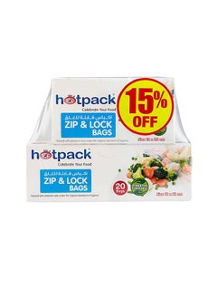 Buy Hotpack Zipper Lock Bag18x21cm TWIN PACK in UAE