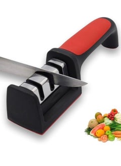 Buy 4-in-1 Manual Knife Sharpener for Sharpening and Polishing Kitchen Knives and Scissors, Professional Handheld Blade Sharpener with Adjustable Base, Non-Electric, No Water Needed, Rubber Base for Stability and Safety in Egypt