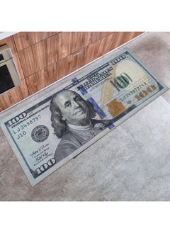 اشتري Machine Washable $100 Bill Design Indoor Cotton 22X53 Modern Runner Rug For Hallway Kitchen Bedroom 22" X 53" Green Multicolor في الامارات