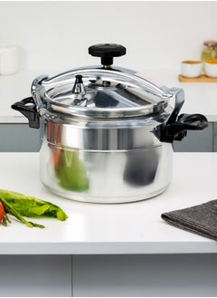 Buy 9 Liter Aluminum Pressure Cooker Equipped With Multi Safety Device And Unique Pressure Indicator Durable Aluminum Alloy Construction With Firm Handles Silver in UAE