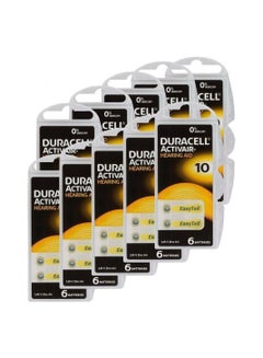 Buy 60-Pieces Duracell Activair Size 10 Hearing Aid 1.45V Zinc Air 0% Mercury Batteries in UAE