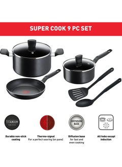 Buy Super Cook 7 Piece Set Frypan 24 Cm Saucepan 18 Cm+Lid Stewpot 24 Cm+Lid Spoon Slotted Spatula B459S784 in Saudi Arabia