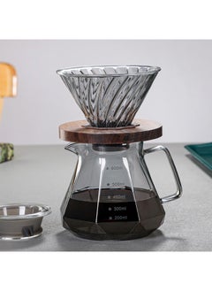 Buy V60 Pour Over Coffee Maker Set, 600ml Coffee Server Pot with Glass Drip Filter Elegant Coffee Dripper Glass Carafe in Saudi Arabia