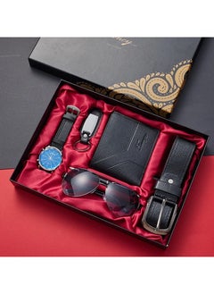 Buy 5-Piece Elegant Men's Gift Set – Watch, Sunglasses, Leather Wallet, Belt & Keychain – The Perfect Sophisticated Gift in UAE