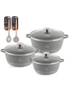 Buy Cookware Set 8 pieces - Pots set Induction Bottom, Granite Non Stick Coating 100% PFOA FREE, Die Cast Cooking Set include Casseroles And Kitchen Utensils in UAE