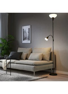 Buy Floor Lamp,Modern Design Standing Lamp, White Lampshade,Tall Lamp,Suitable for Living Room/Bedroom/Study/Office Metal And Plastic  Black 13x29 cm 40 Watt in Saudi Arabia