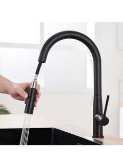 Buy Kitchen Tap Black High Pressure Kitchen Tap with Extendible Shower Black Stainless Steel Mixer Tap Kitchen with High Spout in Saudi Arabia