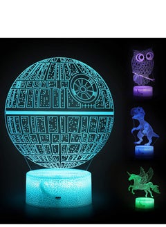 Buy 4 Patterns 3D Illusion Lamp Star Wars+ Dinosaur Unicorn Owl LED Multicolor Night Light for Kids Room Decor  7/16 Color Change Decor Boys Lamp Gifts Cool Gift for Kids in UAE