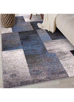 Buy Modern Distressed Boxes Area Rug 3' 3" X 5' Blue in UAE