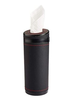 Buy PU Leather Car Tissue Box for Car Cup Holders, Diameter 2.75'' Cylinder Tissue Holder Up to 30 Count Tissue, Black in UAE