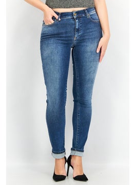 اشتري Women Super Skinny Regular Waist Washed Stretchable Denim Jeans, Blue في الامارات