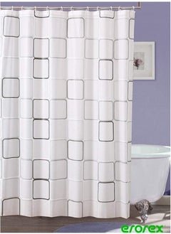 Buy Shower Curtain Moisture Proof Shower Curtain for Bathroom Polyester Fabric Waterproof Machine Washable Square Pattern in Saudi Arabia