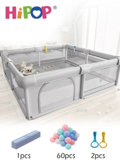 Buy Baby Playpen with Safety Fence,Household Climbing Mat with 60 Sea Balls,Indoor Play Game Fence 150*150*65cm in UAE