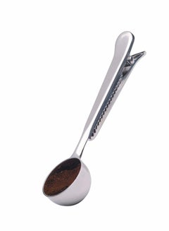 Buy Stainless Steel Ground Coffee Measuring Scoop Spoon with Bag Seal Clip Silver in Saudi Arabia