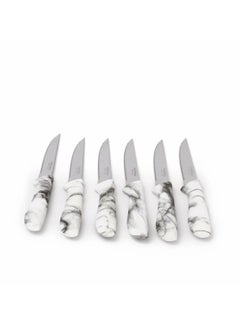 Buy Knife Set With White Marble Handle 6 Pieces in Saudi Arabia