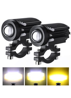 اشتري Motorcycle Driving Lights 12000LM Tri-Color Mini Led Headlights Fog Lights 60W 6000K Super Bright Amber White Aux Spotlight for Motorcycle Truck ATV SUV Car Yacht, 2 Pack في السعودية