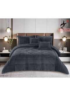 Buy Winter velvet bedspread on soft fleece, 4-piece comforter set - gray in Saudi Arabia