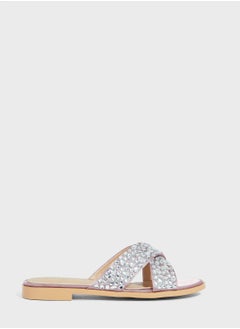 اشتري Jewel Encrusted Crossover Flat Sandals في السعودية