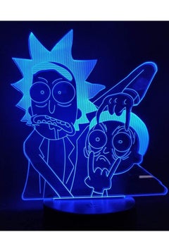 اشتري Multicolour Rick and Morty LED 3D Night Light Cartoon Table Desk Lamp Children Night Lampara Change Bedroom Xmas Gift Home Decoration Kids في الامارات