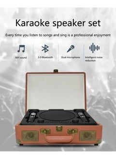 Buy Speaker Microphone, Intelligent Noise Cancellation, Full Range Stereo Karaoke Machine with  HiFi sound, Dual Microphone, Unique Suitcase Shape Wireless for Party. in UAE