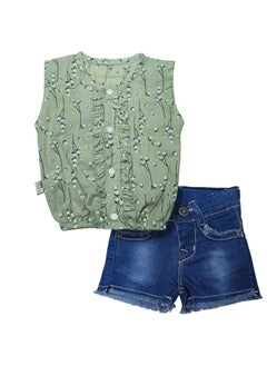 Buy Baby Girls 2 Pieces Set - Top and Jeans Short in Egypt