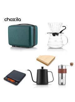 Buy 6 Pcs Outdoor Camping Portable Drip Coffee Kit Travel Coffee Gift Set with Goose Neck Kettle Dripper Coffee Kettle Digital Scale Manual Grinder 40 Pcs Paper Filter and Travel Bag in Saudi Arabia