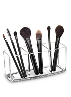 Buy Lifenpure™ acrylic makeup brush organizer eyeliners display holder clear cosmetic storage with 3 slots in UAE