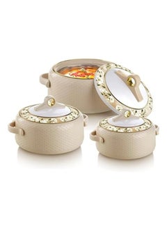 Buy set of 3 Pieces  Nayasa Deluxe Coral insulated casserole | 2500 Ml 3500 Ml And 5000 Ml Casseroles - Beige in Saudi Arabia