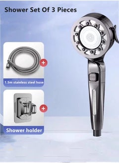 Buy 1-Set Bathroom Shower Head Set ABS Grey 26x8 Centimeter in UAE