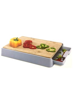 Buy Cutting Board with Storage Tray, Kitchen Wooden Chopping Board Plastic Tray Storage Container in UAE