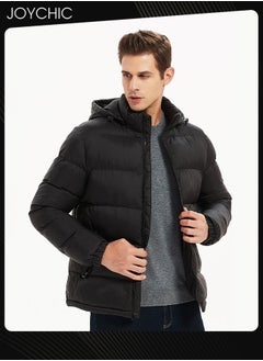 اشتري Men's Down Jackets & Coats Lightweight Light Full Zip Up Puffy Puff Bubble Insulated Winter Warm Hooded Coat Outdoor Travel Slim Fit Puffer Jacket with Hood Black في الامارات