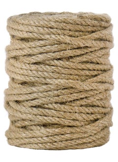 Buy 5mm Jute Rope, 100 Feet 4Ply Twisted Heavy Duty and Thick Twine Rope for Gardening, Crafting, Packing, Bundling and Home Decor in Egypt