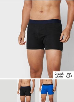 Buy 2 Pack Contrast Band Trunks With Antibacterial Finish in UAE