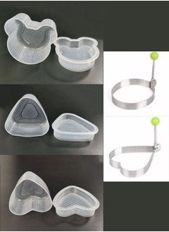 Buy 3 Pcs Onigiri Sushi Mould and 2 Pcs Egg Shaper Pancake Mold in UAE