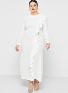 Buy Ruffle Detail Belted Dress in Saudi Arabia