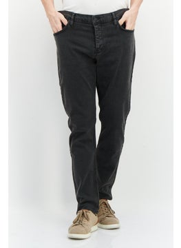 اشتري Men Slim Fit Mid Waist Washed Stretchable Denim, Black في الامارات