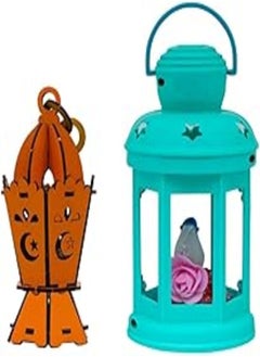 اشتري FUNONY Ramadan Offers - Ramadan Lantern Plastic Very Beautiful Size 25 Cents Songs and Ramadan Anwar + Ramadan Lantern Wood 18 Cents Light Up When Moving and Shaking - Ramadan Lantern (Model 3) في مصر