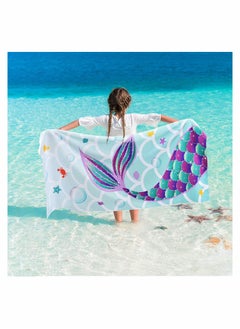 Buy Kids Microfiber Beach Towel Large 150x70CM Cute Mermaid Lightweight Sand Free Fast Quick Dry Travel Pool Blanket Pefect for Children Gym Camping Yoga Outdoor Picnic in Saudi Arabia