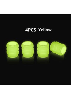 Buy 4-pieces Luminous Valve Caps Fluorescent Yellow Night Glowing Car Motorcycle Bicycle Wheel Styling Tyre Hub Luminous Cap Decor in Saudi Arabia