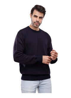 اشتري Coup Regular Fit Jacquard Pullover For Men Color Navy في مصر